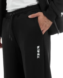 Pantaloni Tuta Baggy Fondo Largo Felpato Logo Nero Berna M-252196