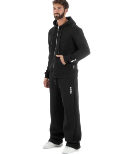 Pantaloni Tuta Baggy Fondo Largo Felpato Logo Nero Berna M-252196