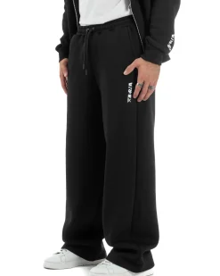 Pantaloni Tuta Baggy Fondo Largo Felpato Logo Nero Berna M-252196