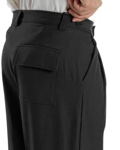 Pantaloni Uomo Baggy Con Pinces Viscosa Vita Alta Gurkha Pants Classico Nero P6413A