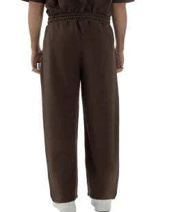 Pantaloni uomo baggy pantalaccio tuta cotone basic logo marrone ICON IUP001