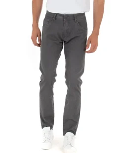 Pantaloni Uomo Cinque Tasche Basic Tinta Unita Grigio Microfantasia Rigato GIOSAL-P3741A