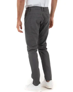 Pantaloni Uomo Cinque Tasche Basic Tinta Unita Grigio Microfantasia Rigato GIOSAL-P3741A