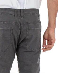 Pantaloni Uomo Cinque Tasche Basic Tinta Unita Grigio Microfantasia Rigato GIOSAL-P3741A