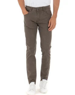 Pantaloni Uomo Cinque Tasche Basic Tinta Unita Fango Microfantasia Rigato GIOSAL-P3740A