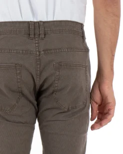 Pantaloni Uomo Cinque Tasche Basic Tinta Unita Fango Microfantasia Rigato GIOSAL-P3740A