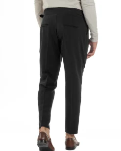 Pantaloni Uomo Classico Con Pinces Viscosa Vita Alta Gurkha Pants Fibbie Nero P6370A