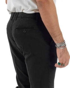 Pantaloni Uomo Cotone Chino Tasca America Capri Basic Sartoriale Slim Fit Casual Nero GIOSAL-P6306A