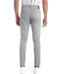 Pantaloni Uomo Cotone Con Tasca America Chinos Sartoriale Slim Fit Casual Grigio Chiaro GIOSAL-P5703A