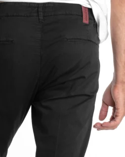 Pantaloni Uomo Cotone Tasca America Chinos Sartoriale Slim Fit Casual Nero GIOSAL-P5702A