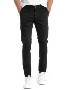 Pantaloni Uomo Cotone Tasca America Chinos Sartoriale Slim Fit Casual Nero GIOSAL-P5702A