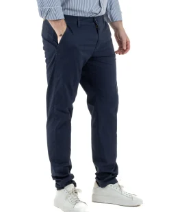 Pantaloni Uomo Cotone Tasche America Blu TCP1010A