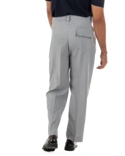 Pantaloni uomo gurkha doppia pinces fondo largo grigio melangiato GIOSAL-P6513A