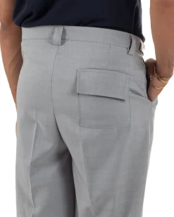 Pantaloni uomo gurkha doppia pinces fondo largo grigio melangiato GIOSAL-P6513A