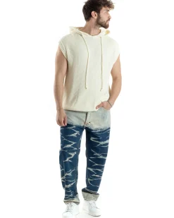 Pantaloni Uomo Jeans Baggy Sabbiato Tie-Dye Denim Fondo Largo Ampio GIOSAL-JS1018A