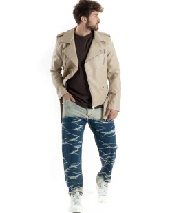 Pantaloni Uomo Jeans Baggy Sabbiato Tie-Dye Denim Fondo Largo Ampio GIOSAL-JS1018A