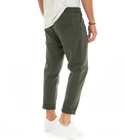 Pantaloni uomo jeans jogger cotone loose fit rotture verde GIOSAL-P3068A