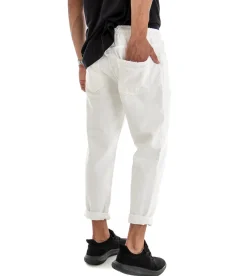 Pantaloni uomo jeans jogger cotone loose fit rotture bianco GIOSAL-P3037A