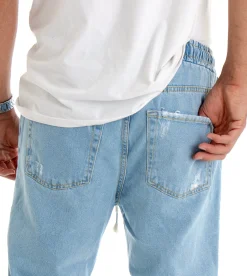 Pantaloni uomo jeans loose fit pantalaccio rotture denim chiaro GIOSAL-P3021A