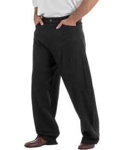 Pantaloni uomo lino baggy fit cinque tasche nero GIOSAL-P6502A