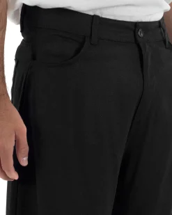 Pantaloni uomo lino baggy fit cinque tasche nero GIOSAL-P6502A