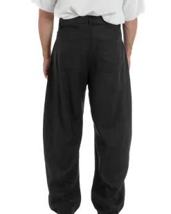 Pantaloni uomo lino baggy fit cinque tasche nero GIOSAL-P6502A