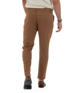 Pantaloni uomo lino sartoriale abbottonatura allungata camel P6331A