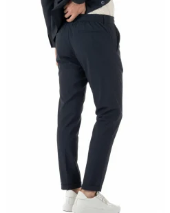 Pantaloni uomo no stiro impermeabile coulisse blu GIOSAL-P6463A