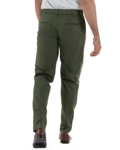 Pantaloni uomo pantalaccio chino tasche america elastico sul retro verde GIOSAL-P6494A
