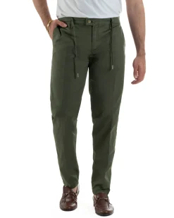 Pantaloni uomo pantalaccio chino tasche america elastico sul retro verde GIOSAL-P6494A