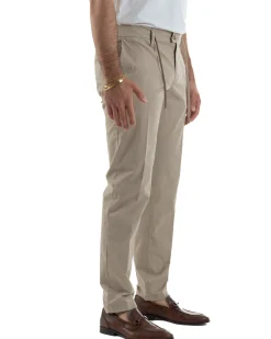 Pantaloni uomo pantalaccio chino tasche america elastico sul retro beige GIOSAL-P6493A