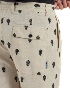 Pantaloni uomo pantalaccio lino ricamo cropped fit beige BERNA M-261402