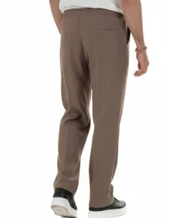 Pantaloni uomo pantalaccio morbido viscosa baggy fondo largo marrone GIOSAL-P6443A