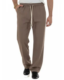 Pantaloni uomo pantalaccio morbido viscosa baggy fondo largo marrone GIOSAL-P6443A