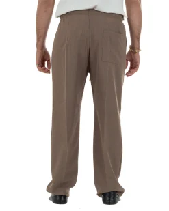 Pantaloni uomo pantalaccio morbido viscosa baggy fondo largo marrone GIOSAL-P6443A