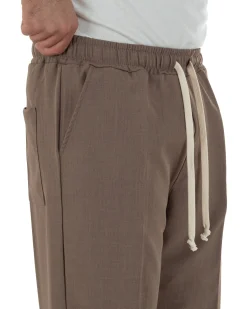 Pantaloni uomo pantalaccio morbido viscosa baggy fondo largo marrone GIOSAL-P6443A