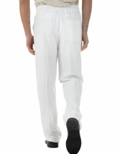 Pantaloni Uomo Pantalaccio Morbido Viscosa Baggy Fondo Largo Bianco P6223A