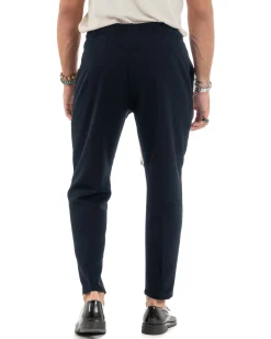 Pantaloni Uomo Pantalaccio Morbido Coulisse Viscosa Invernale Blu P6157A
