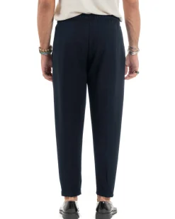 Pantaloni Uomo Pantalaccio Morbido Coulisse Viscosa Invernale Blu P6157A