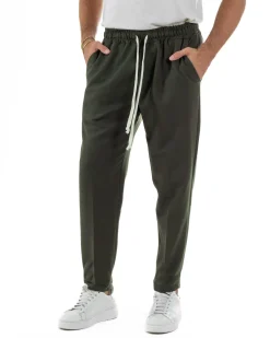 Pantaloni Uomo Pantalaccio Morbido Coulisse Viscosa Invernale Verde P6340A