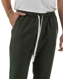 Pantaloni Uomo Pantalaccio Morbido Coulisse Viscosa Invernale Verde P6340A
