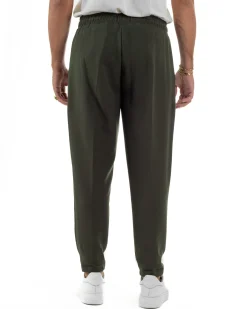 Pantaloni Uomo Pantalaccio Morbido Coulisse Viscosa Invernale Verde P6340A