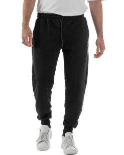 Pantaloni uomo pantalaccio tuta cotone logo basic nero ICON IUP003