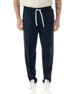 Pantaloni Uomo Pantalaccio Viscosa Morbido Regular Fit Blu P6245A
