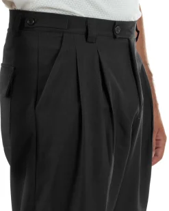 Pantaloni uomo sartoriali con pinces fondo largo nero GIOSAL-P6516A