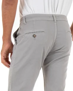Pantaloni Uomo Slim Cotone Elastico Classico Tasche America Basic Grigio Chiaro GIOSAL-P5008A