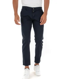 Pantaloni Uomo Slim Cotone Elastico Classico Tasche America Basic Blu GIOSAL-P5002A
