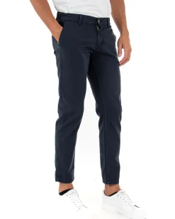 Pantaloni Uomo Slim Cotone Elastico Classico Tasche America Basic Blu GIOSAL-P5002A