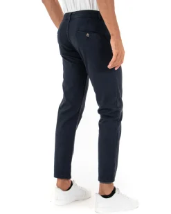 Pantaloni Uomo Slim Cotone Elastico Classico Tasche America Basic Blu GIOSAL-P5002A