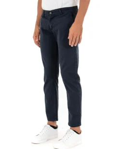 Pantaloni Uomo Slim Cotone Elastico Classico Tasche America Basic Blu GIOSAL-P5002A